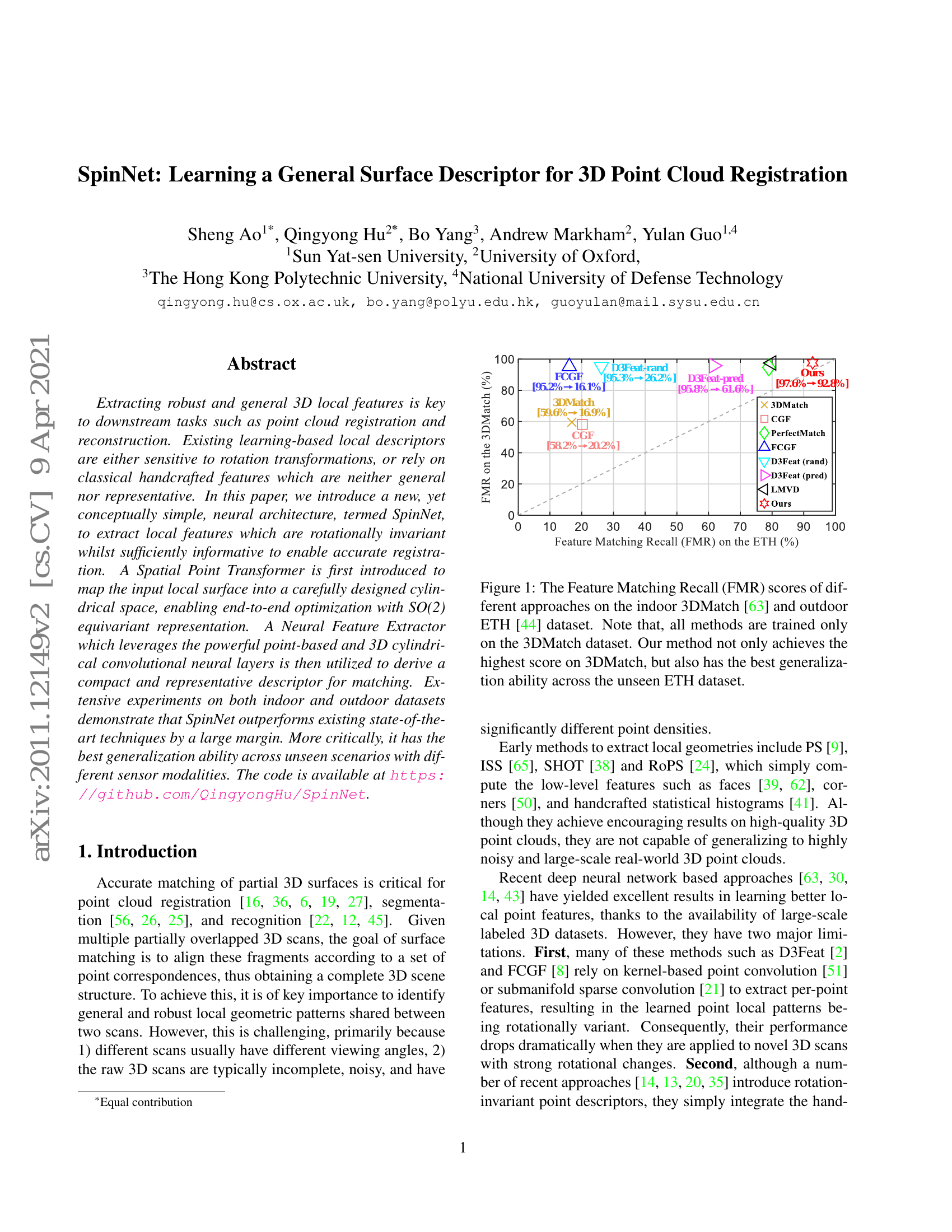 SpinNet: Learning a General Surface Descriptor for 3D Point Cloud Registration