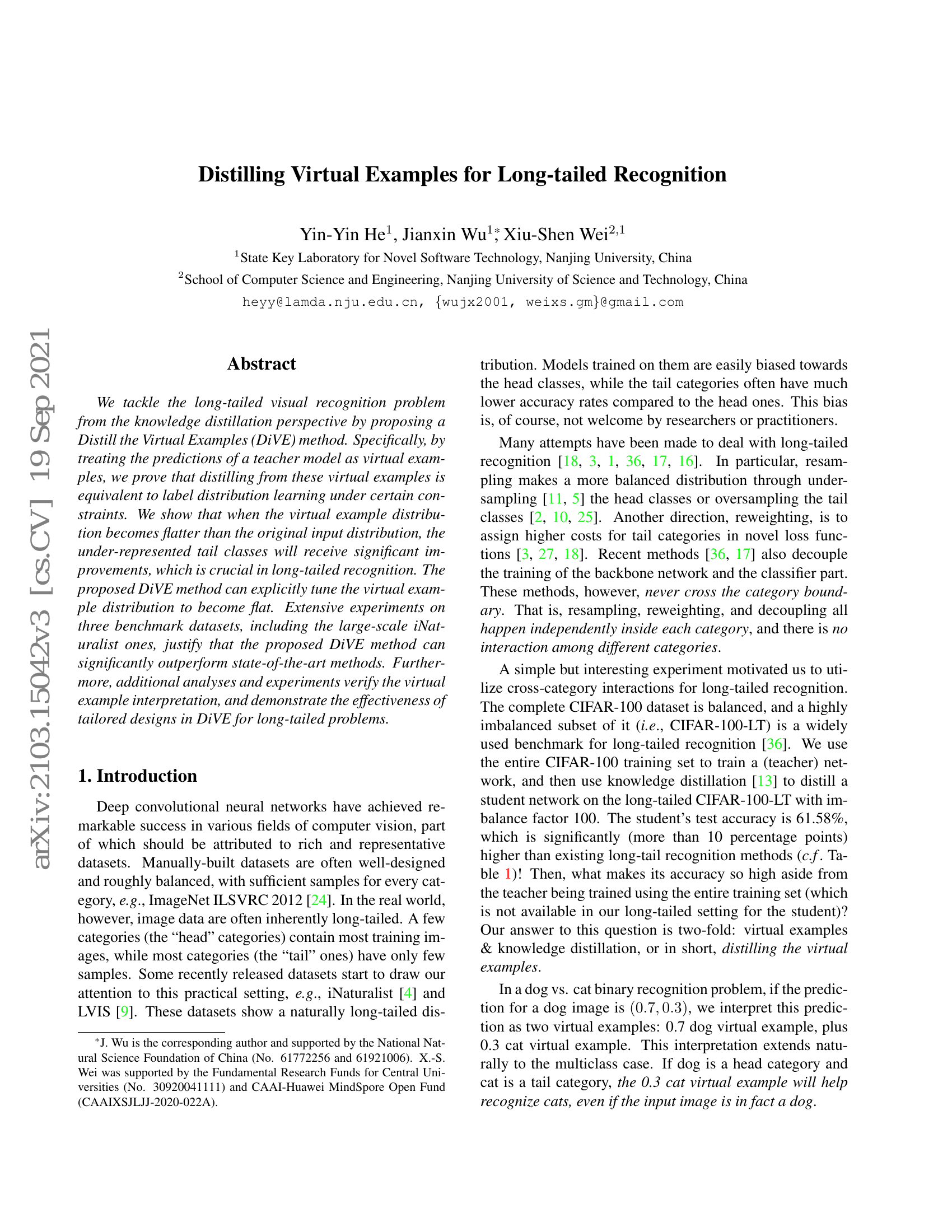 Distilling Virtual Examples for Long-tailed Recognition