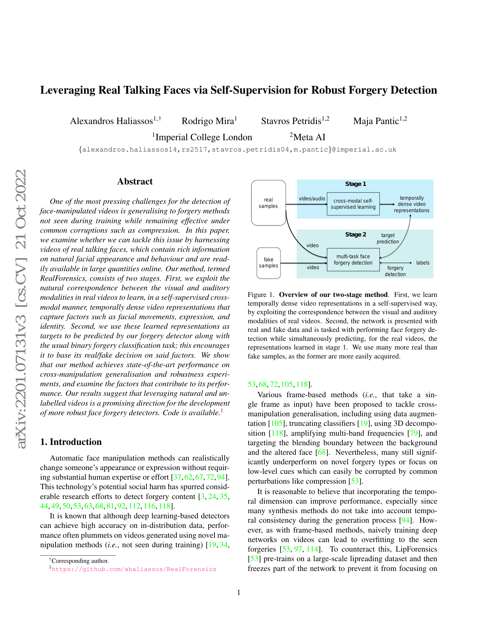 Leveraging Real Talking Faces via Self-Supervision for Robust Forgery Detection