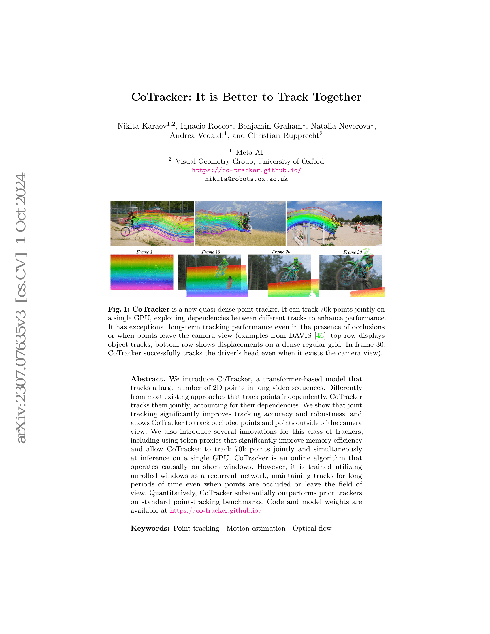 CoTracker：一起追踪效果更佳