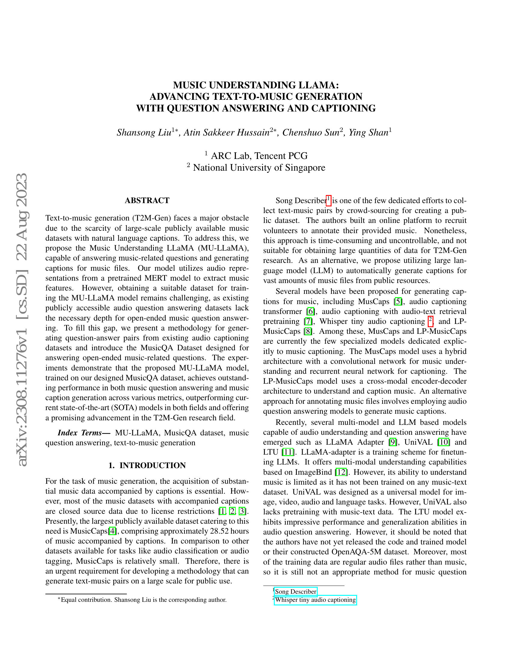 Music Understanding LLaMA: Advancing Text-to-Music Generation with
  Question Answering and Captioning
