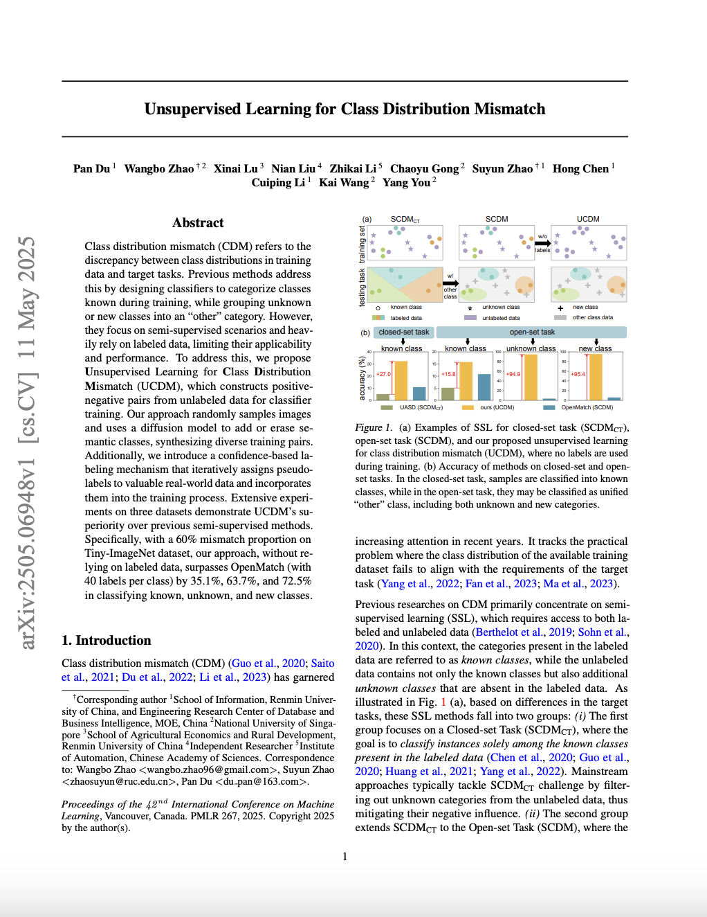 Unsupervised Learning for Class Distribution Mismatch
