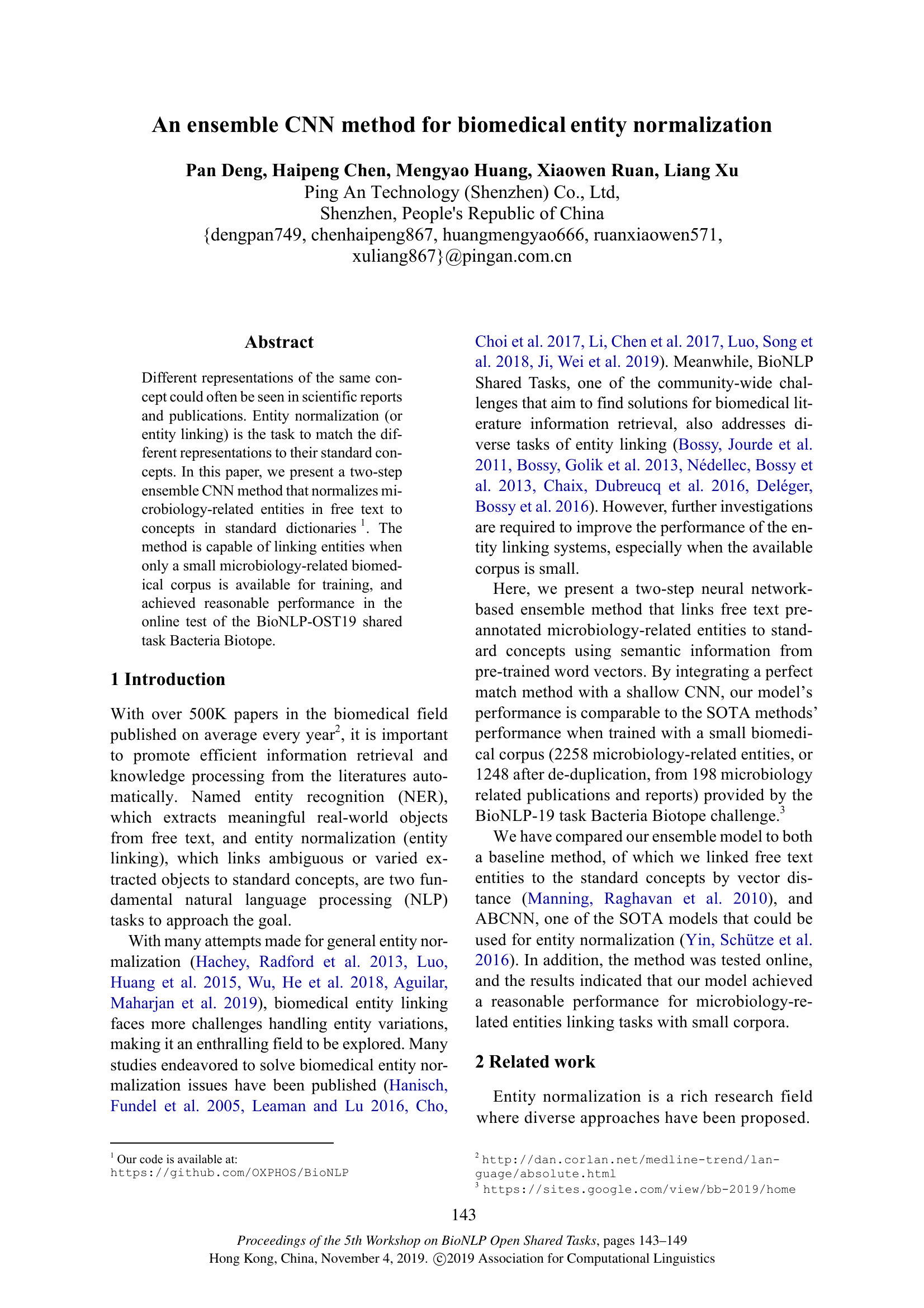 An ensemble CNN method for biomedical entity normalization