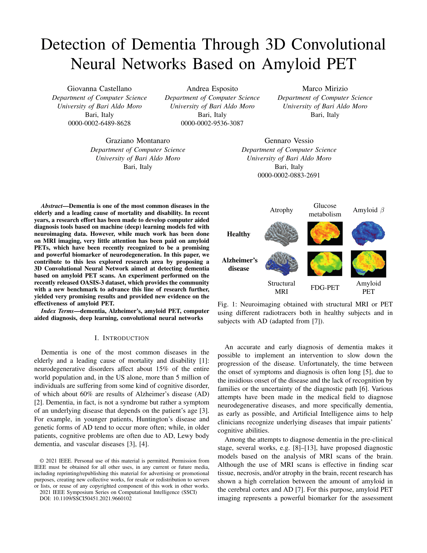 Détection de la démence à l’aide de réseaux de neurones convolutifs 3D basés sur le scanner PET d’amyloïde