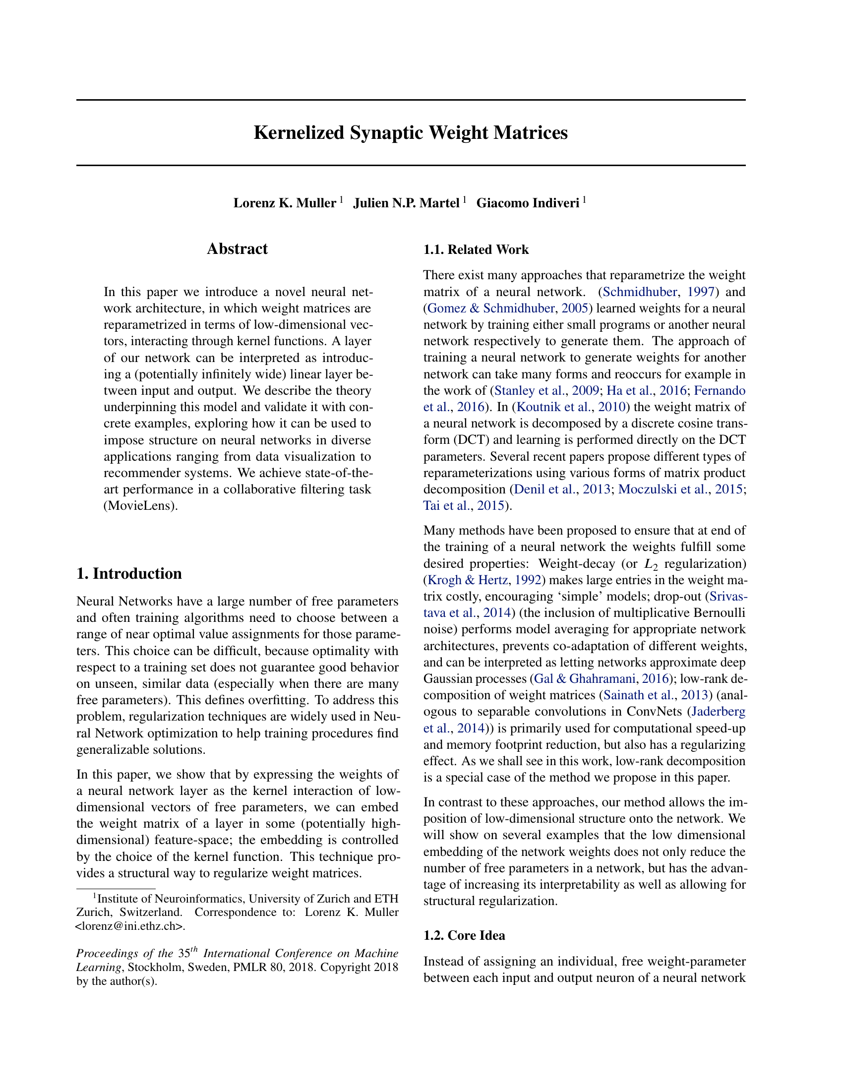 Kernelisierte synaptische Gewichtsmatrizen