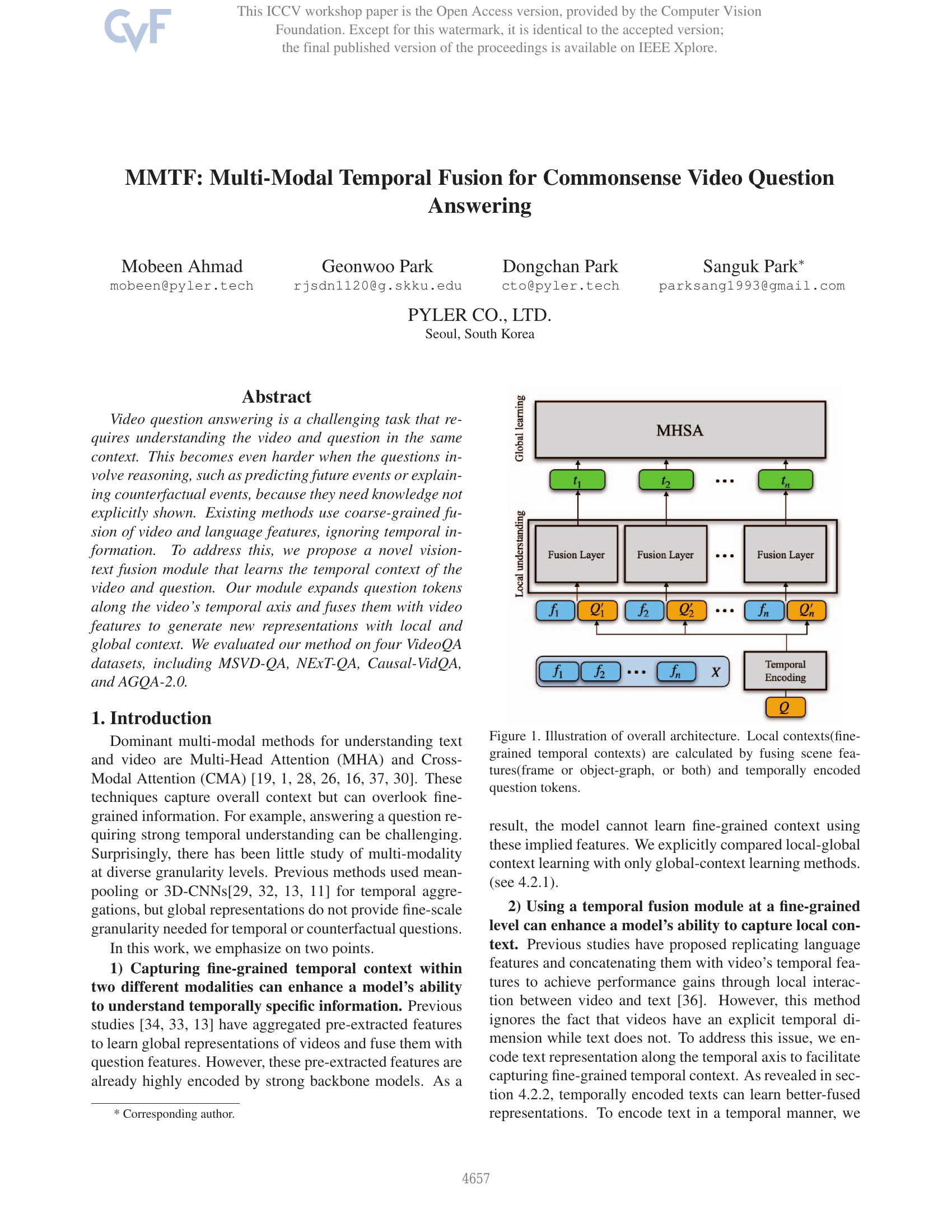 MMTF : Fusion temporelle multimodale pour la réponse aux questions sur des vidéos avec du bon sens