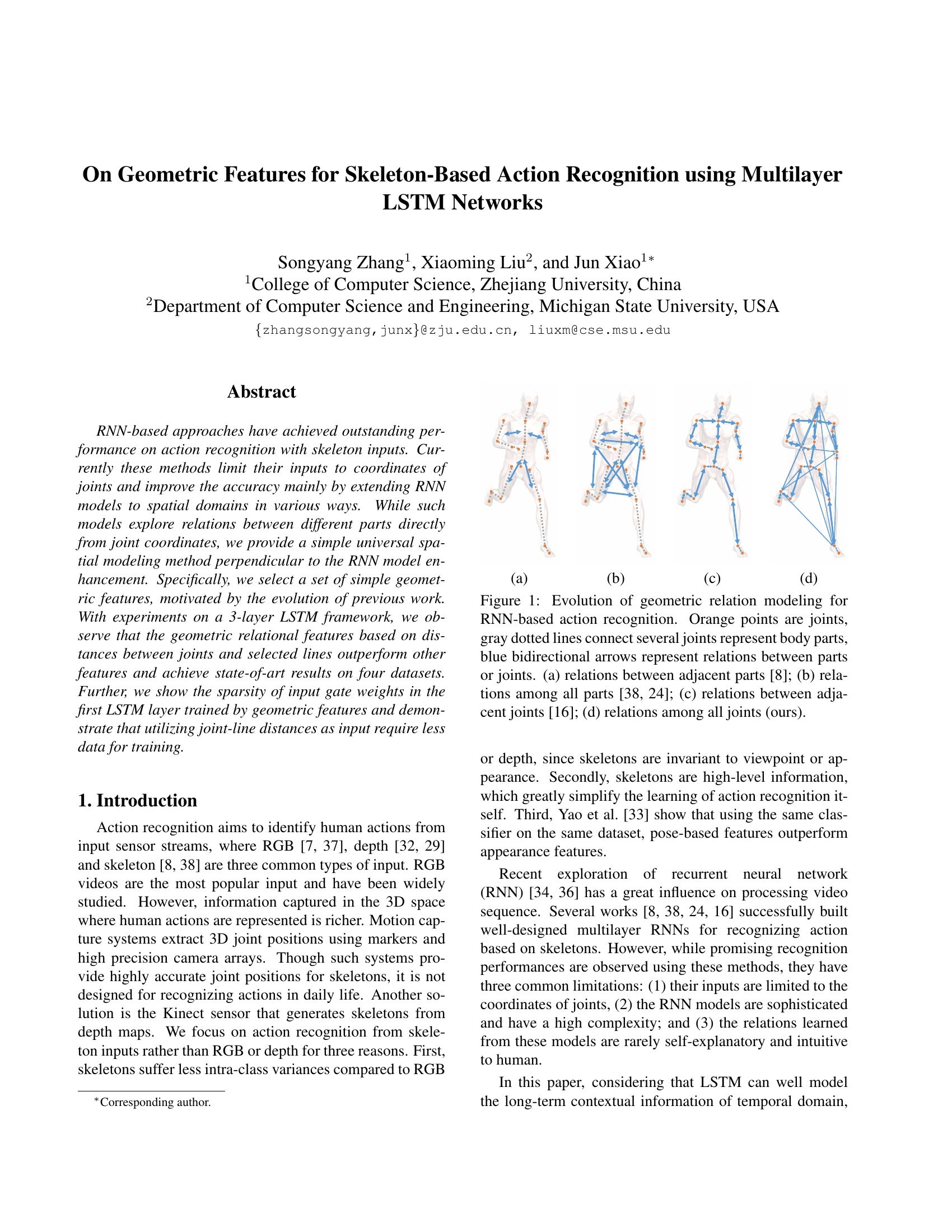 Zur Aktionserkennung auf Basis von Skelettdaten mittels Multilayer LSTM-Netzwerken: Geometrische Merkmale