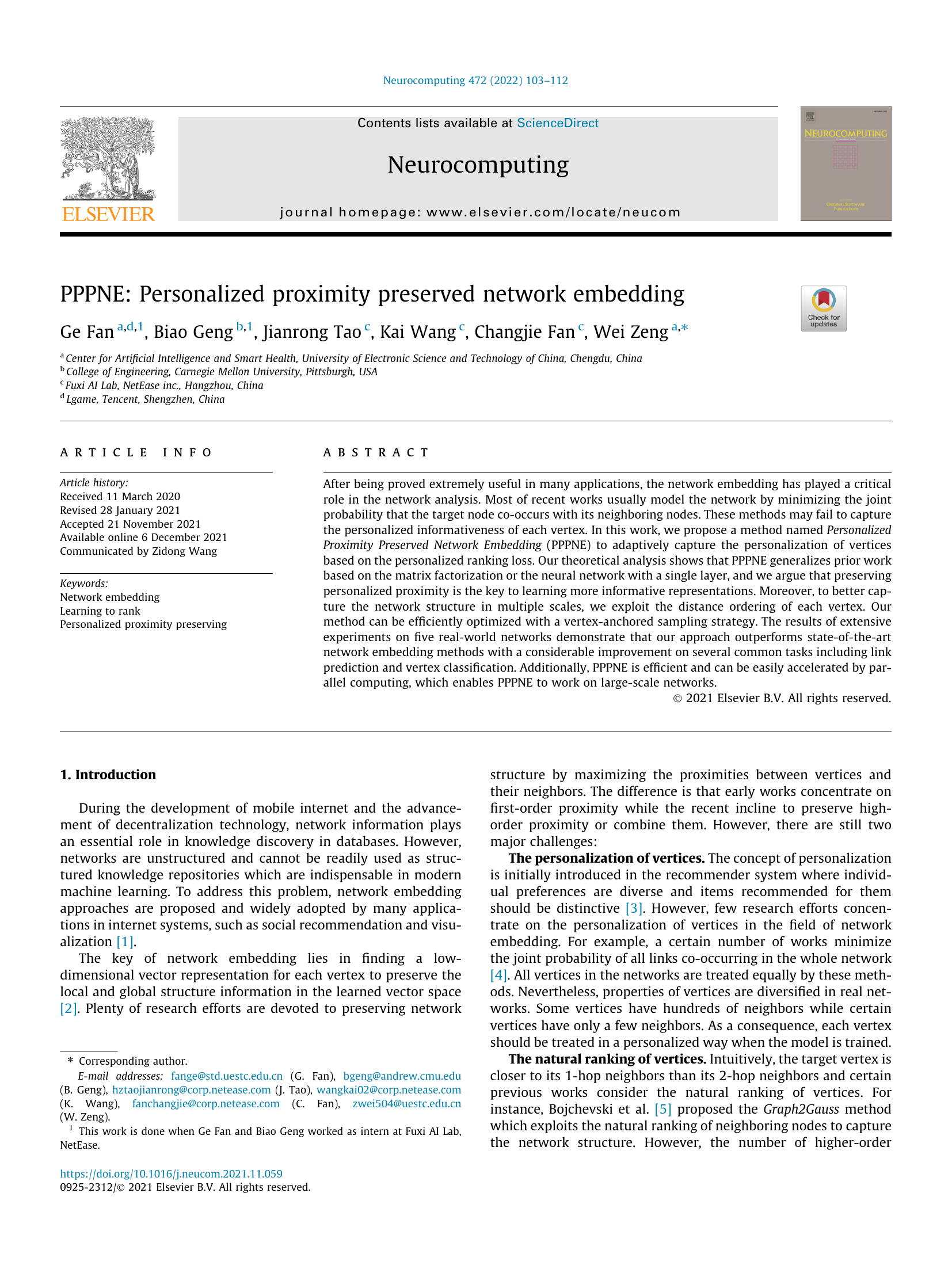 PPPNE: Personalized Proximity Preserved Network Embedding