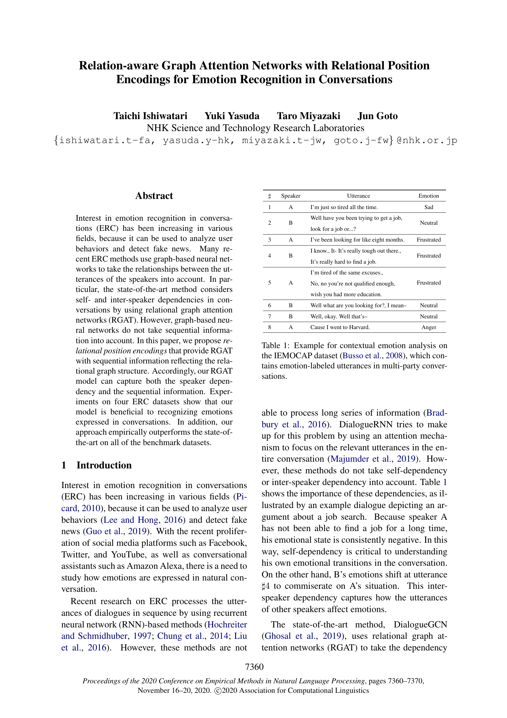 Relation-aware Graph Attention Networks with Relational Position Encodings for Emotion Recognition in Conversations
