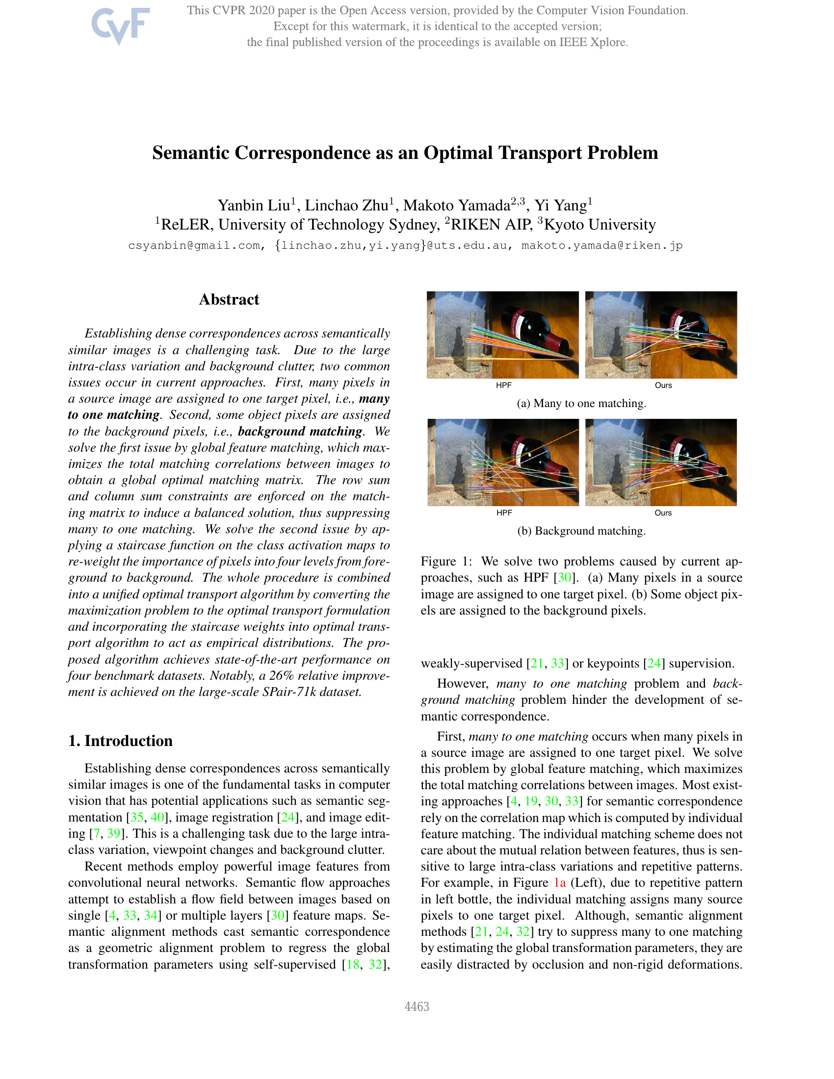 La correspondance sémantique comme un problème de transport optimal