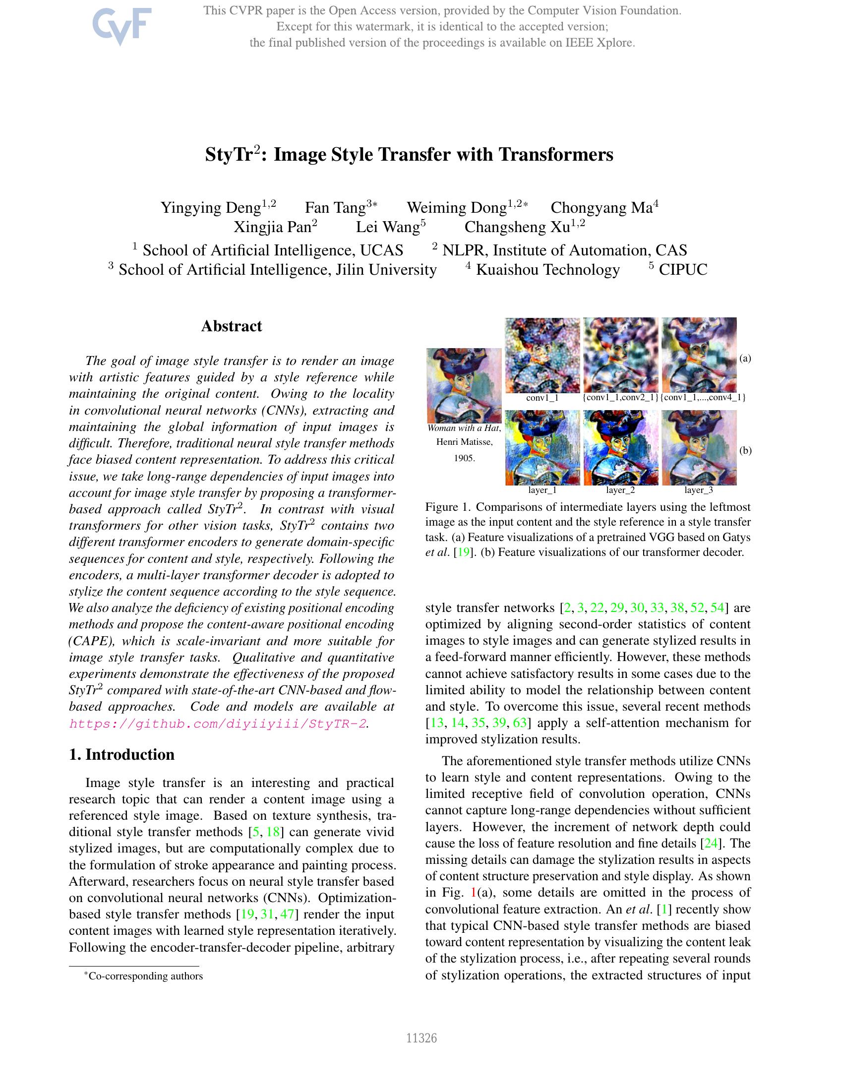 StyTr2: Image Style Transfer With Transformers