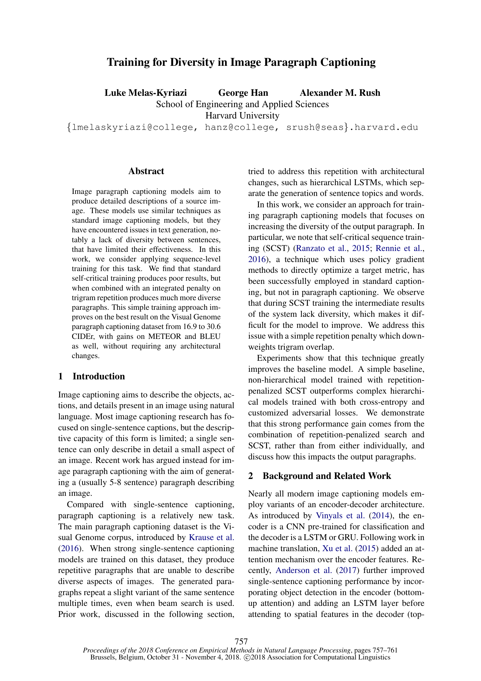 Training for Diversity in Image Paragraph Captioning