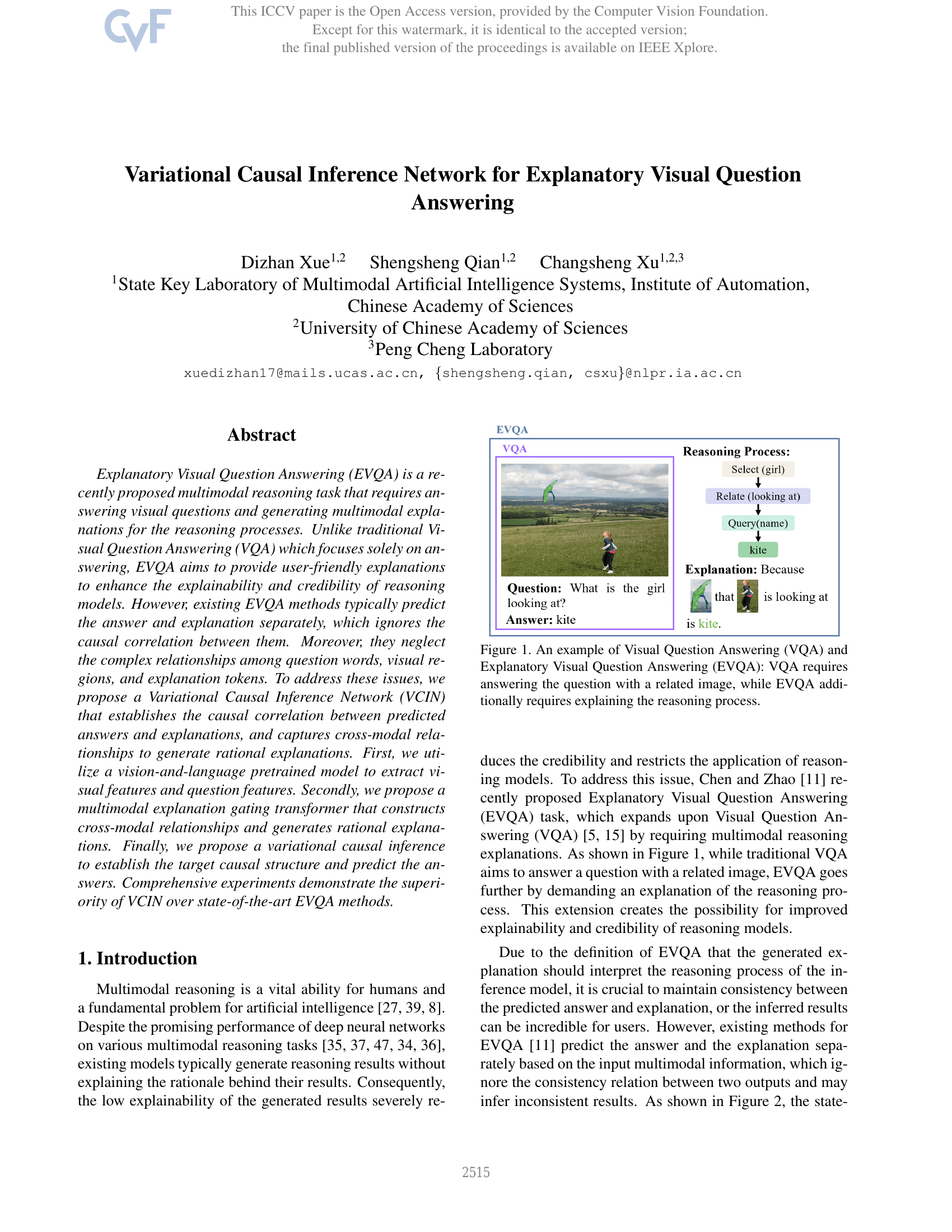 Variational Causal Inference Network für erklärende visuelle Fragebeantwortung