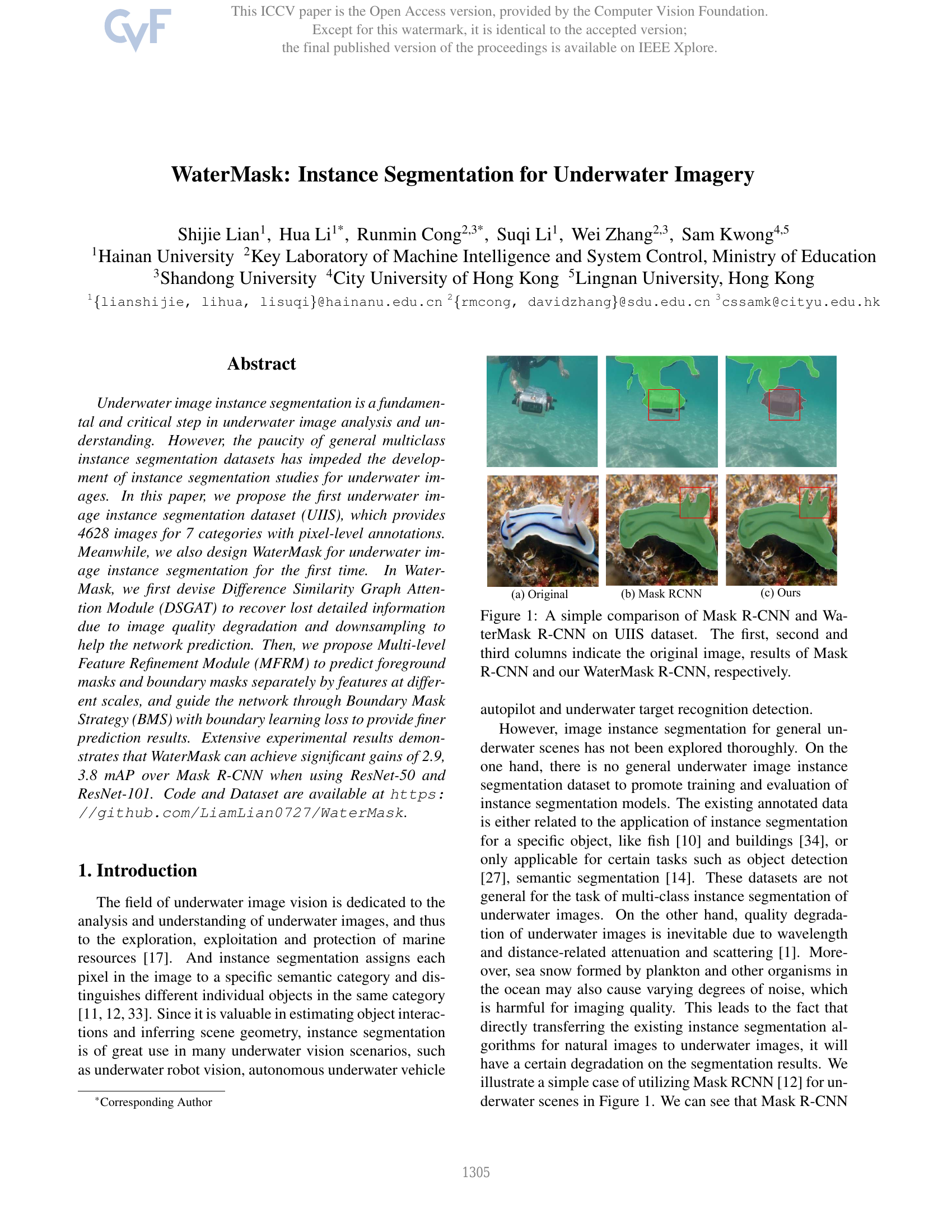 WaterMask: Instance Segmentation for Underwater Imagery