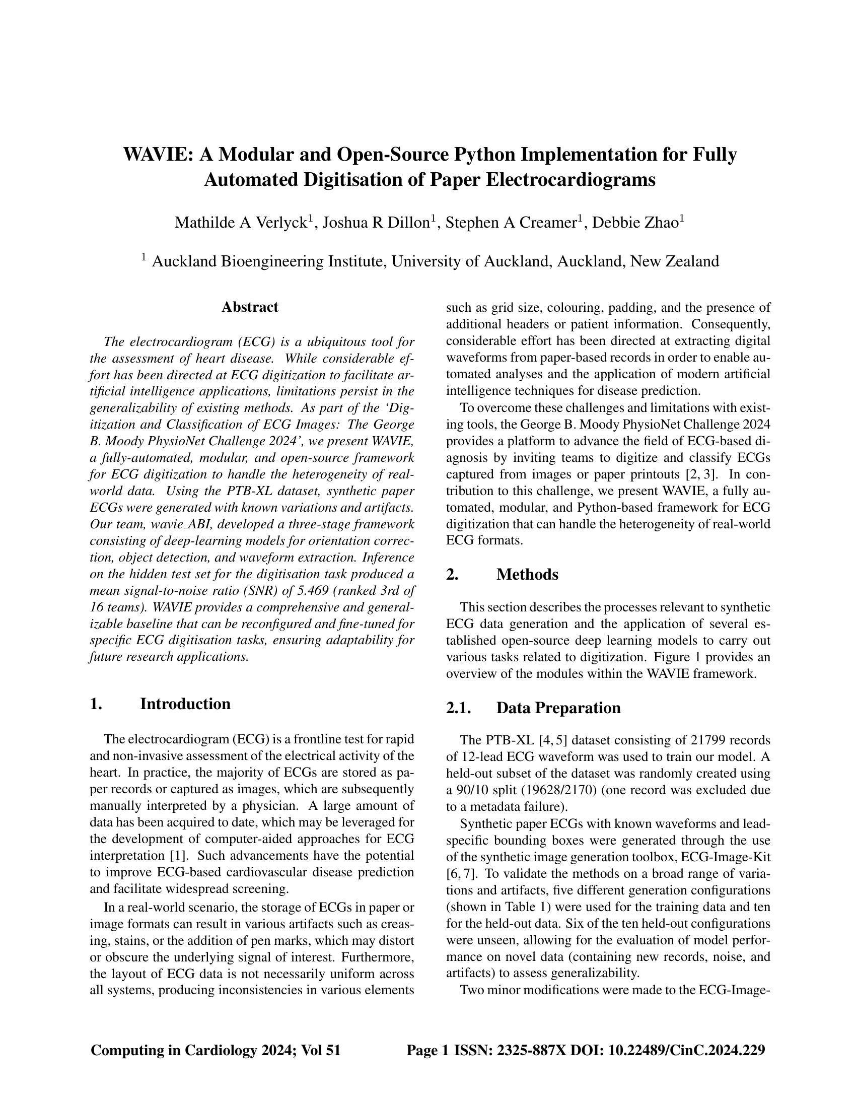 WAVIE: A Modular and Open-Source Python Implementation for Fully Automated Digitisation of Paper Electrocardiograms